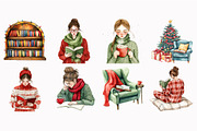 Cozy Christmas Reading Clipart, a Seasonal Illustration by Design Market (Thumbnail 5 of 5)