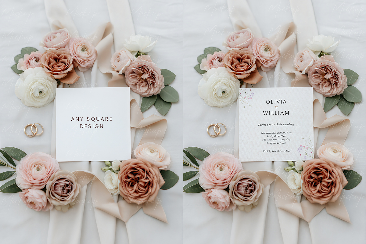 Square Wedding Mockup Boho Floral, a Product Mockup by TatiMockup (Photo 2 of 3)