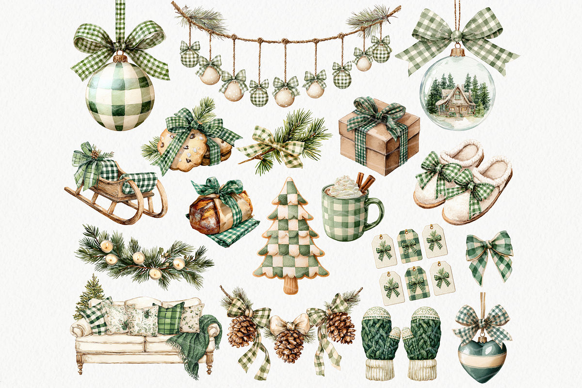 Neutral Christmas Clipart Pine Green, an Illustration by ClipArtCharm (Photo 2 of 5)
