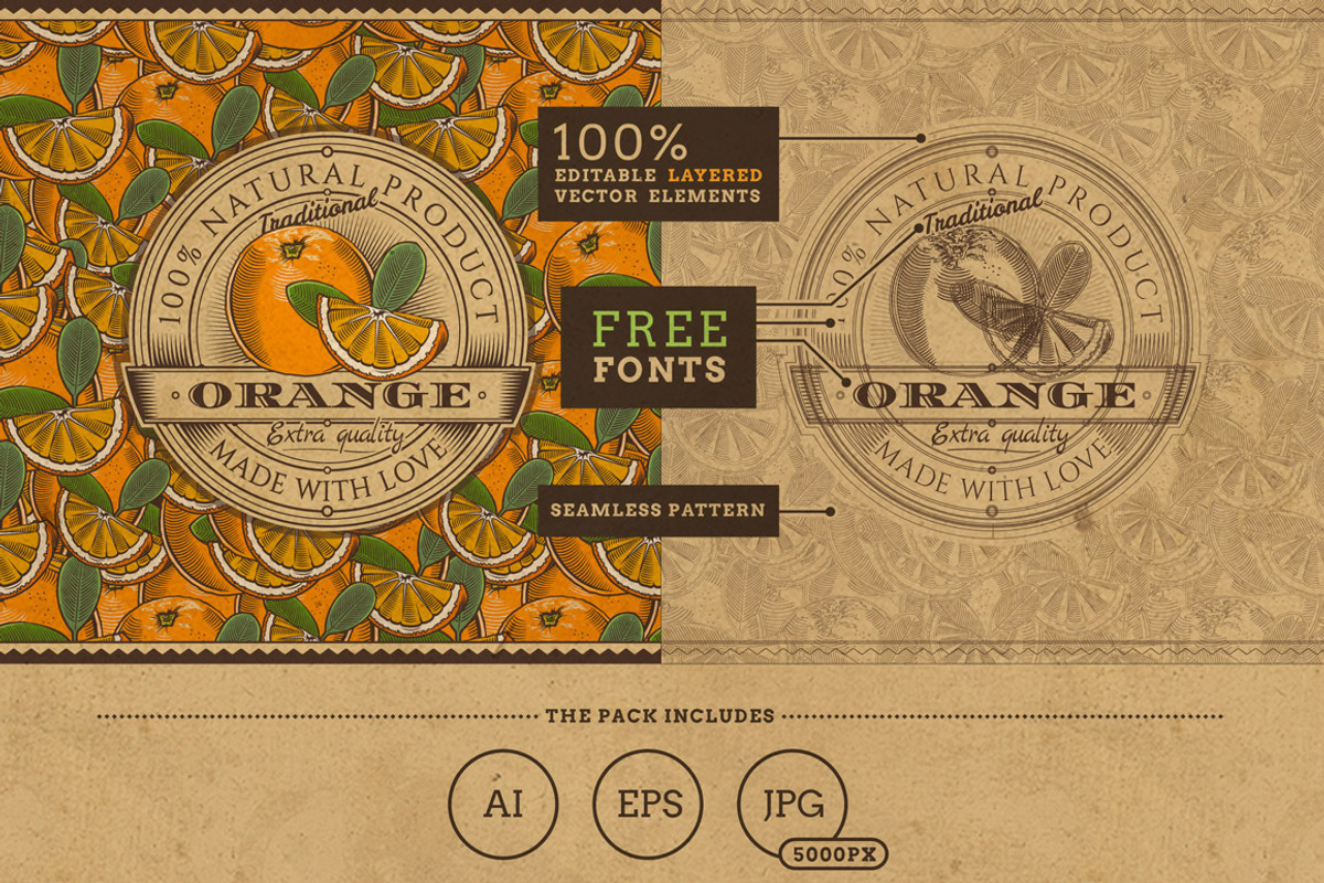 Vintage Fruits & Vegetables Labels, a Decorative Illustration by ConceptCafe (Photo 3 of 3)
