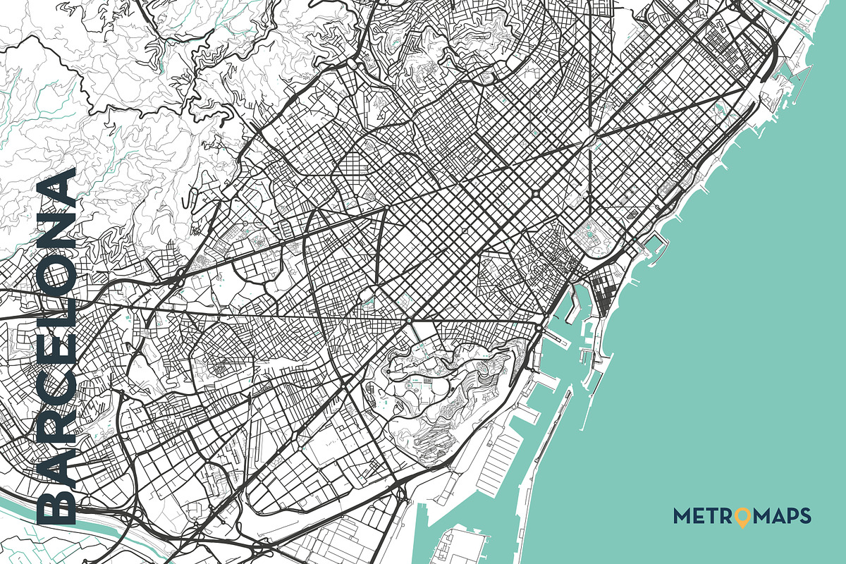 MAP SET - Black/Turquoise - 15 Maps, a Graphic by MetroMaps (Photo 2 of 16)