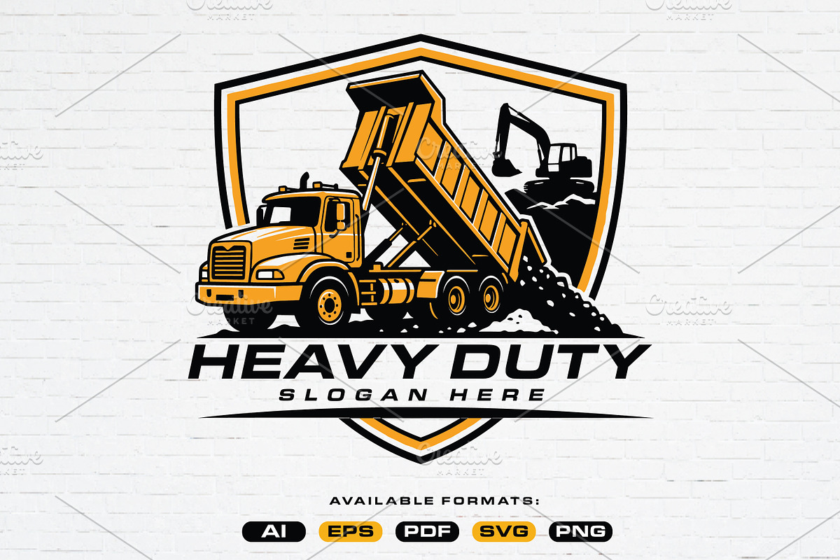 Hauling Truck and Excavator Logo, a Transportation Illustration by Guavanaboy (Photo 1 of 3)