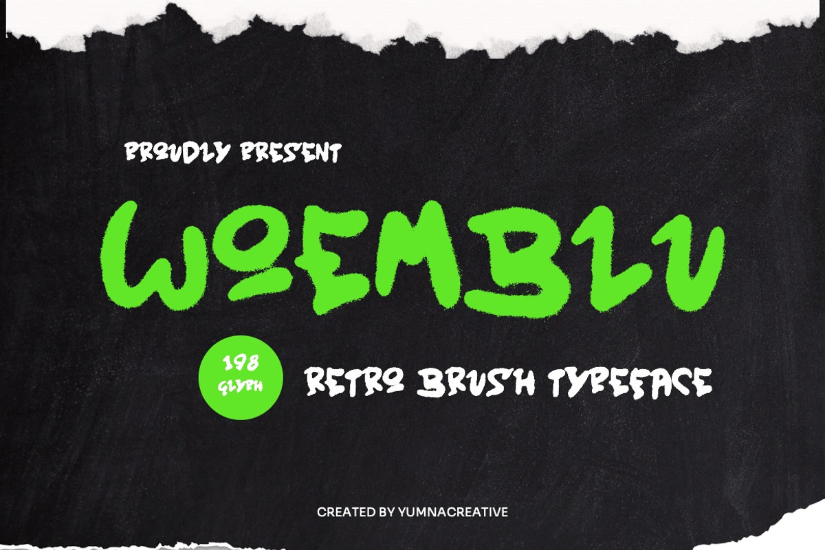 Woemblu - Retro Brush Font, a Handwritten Font by Dhabee (Photo 1 of 9)