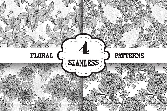 Black and White Floral Patterns (3) preview 6
