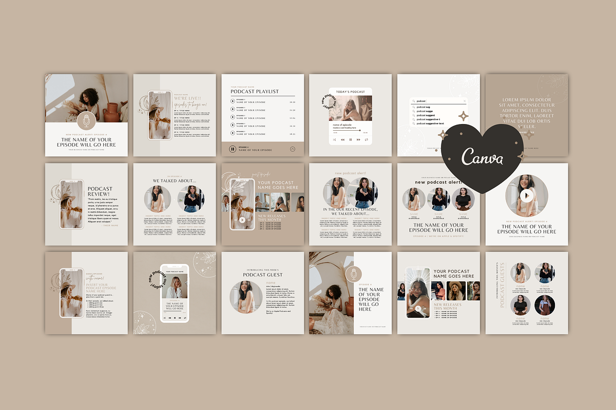 Podcast Instagram Canva Templates, a Social Media Template by molly ho studio (Photo 3 of 6)
