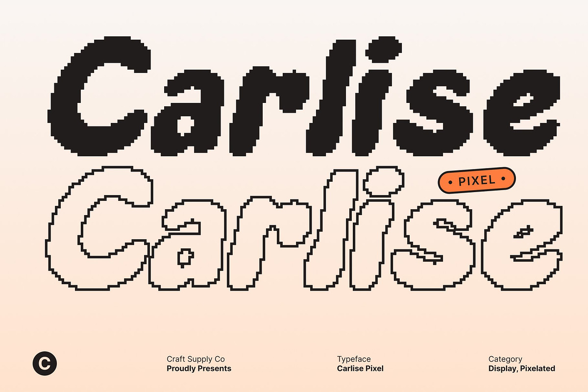 Carlise Pixel, a Sans Serif Font by Craft Supply Co. (Photo 1 of 8)
