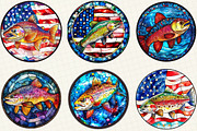 Stained Glass Patriotic Rainbow, an Illustration by OK Design (Thumbnail 2 of 5)