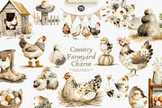 watercolor rustic hens barnyard bird, an Illustration by Patishop Art (Thumbnail 1 of 8)