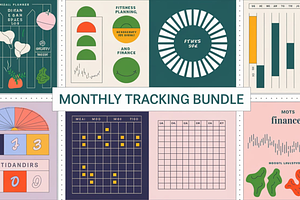 Monthly Trackers Bundle, Digital Pla