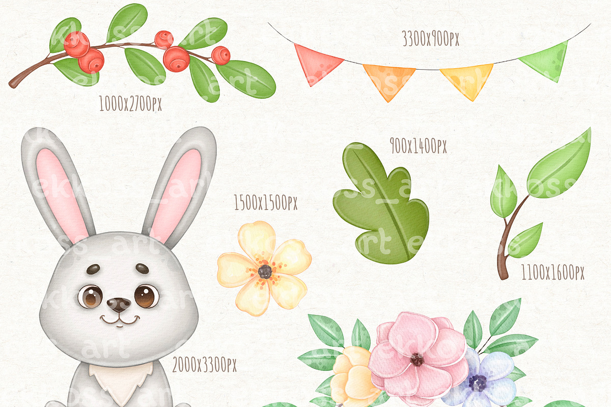 Watercolor Woodland Animals Clipart, an Animal Illustration by ekossa_art (Photo 4 of 6)