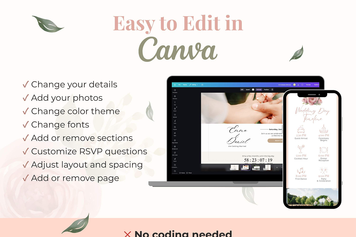 Pink Rose Wedding Website Invitation, a Landing Page Template by Everyday Perfection (Photo 5 of 10)