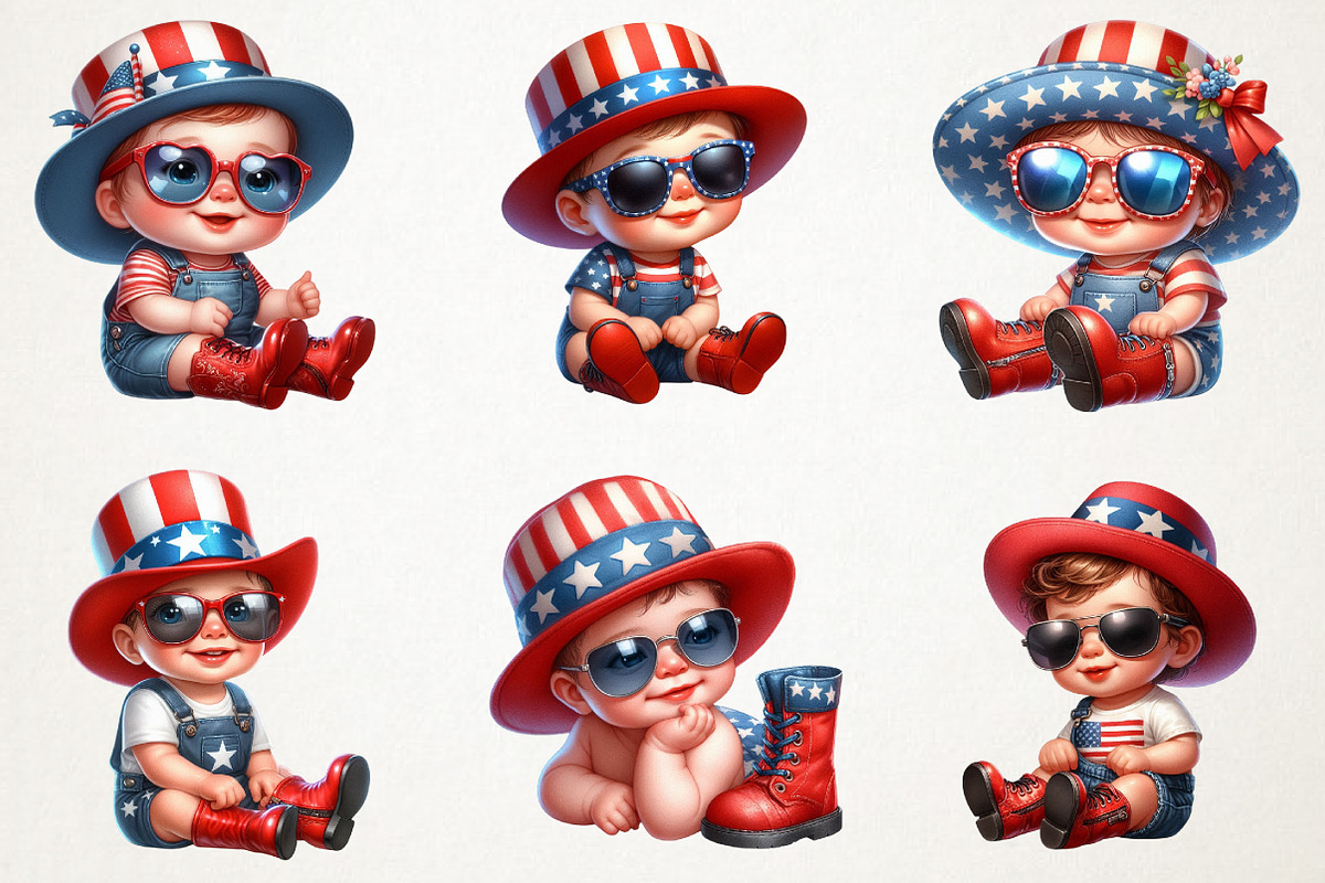 4th Of July Cute Baby Boy Clipart, a Person Illustration by RobertsArt (Photo 2 of 7)