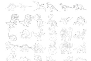 Dinosaur Outline & Silhouette Set 5