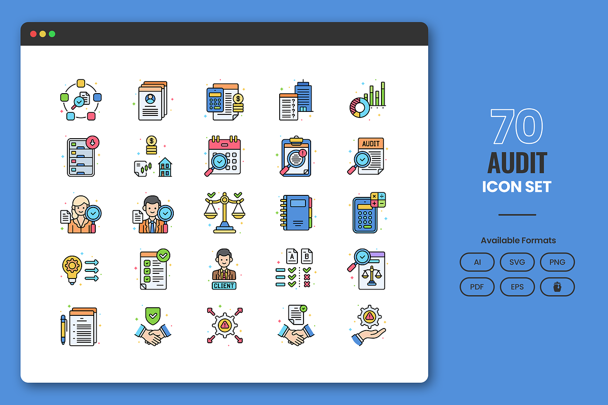 70 Audit Icons, a Solid Icon by Flat Icons (Photo 1 of 7)