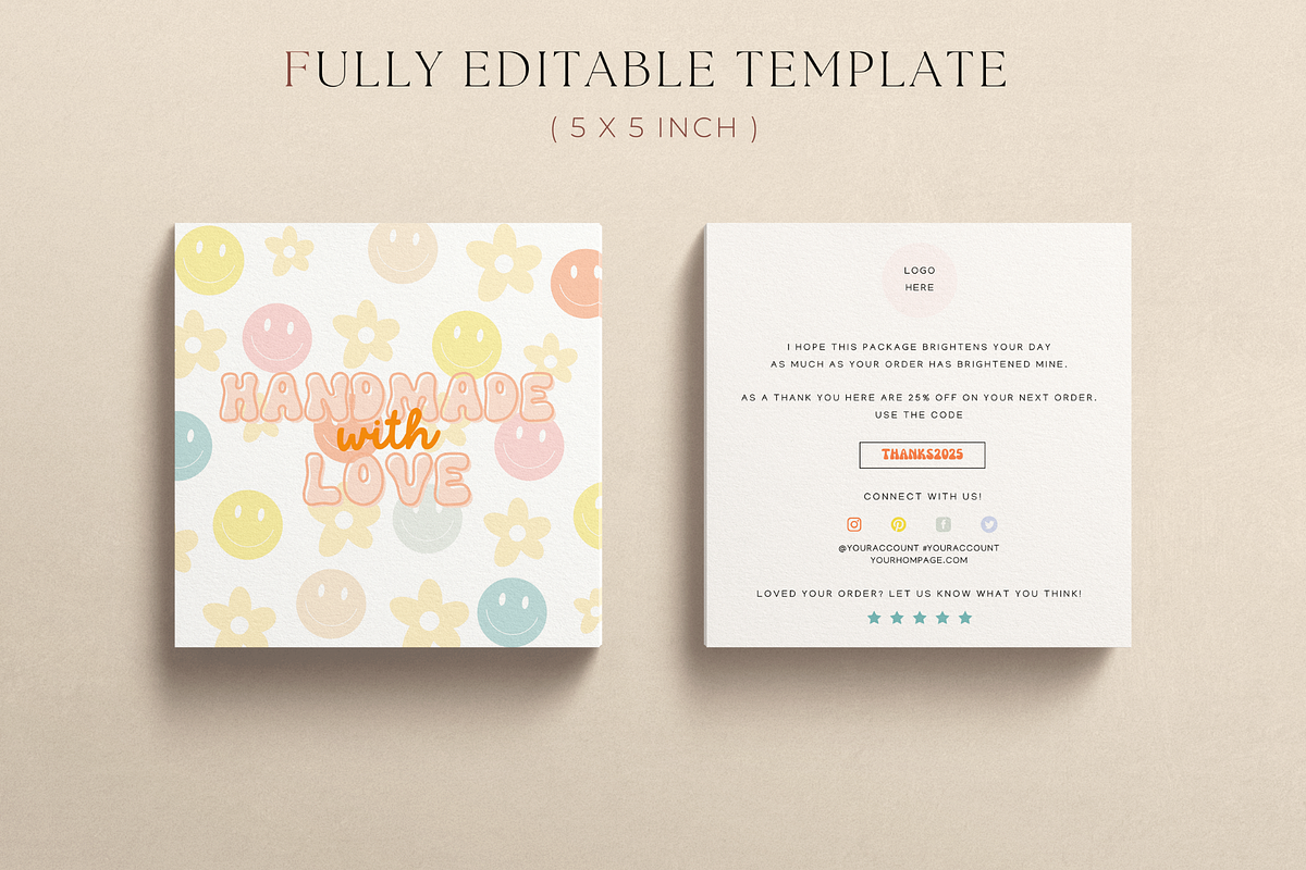 Retro Thank you card Canva template, a Flyer Template by Hellohastore (Photo 4 of 9)