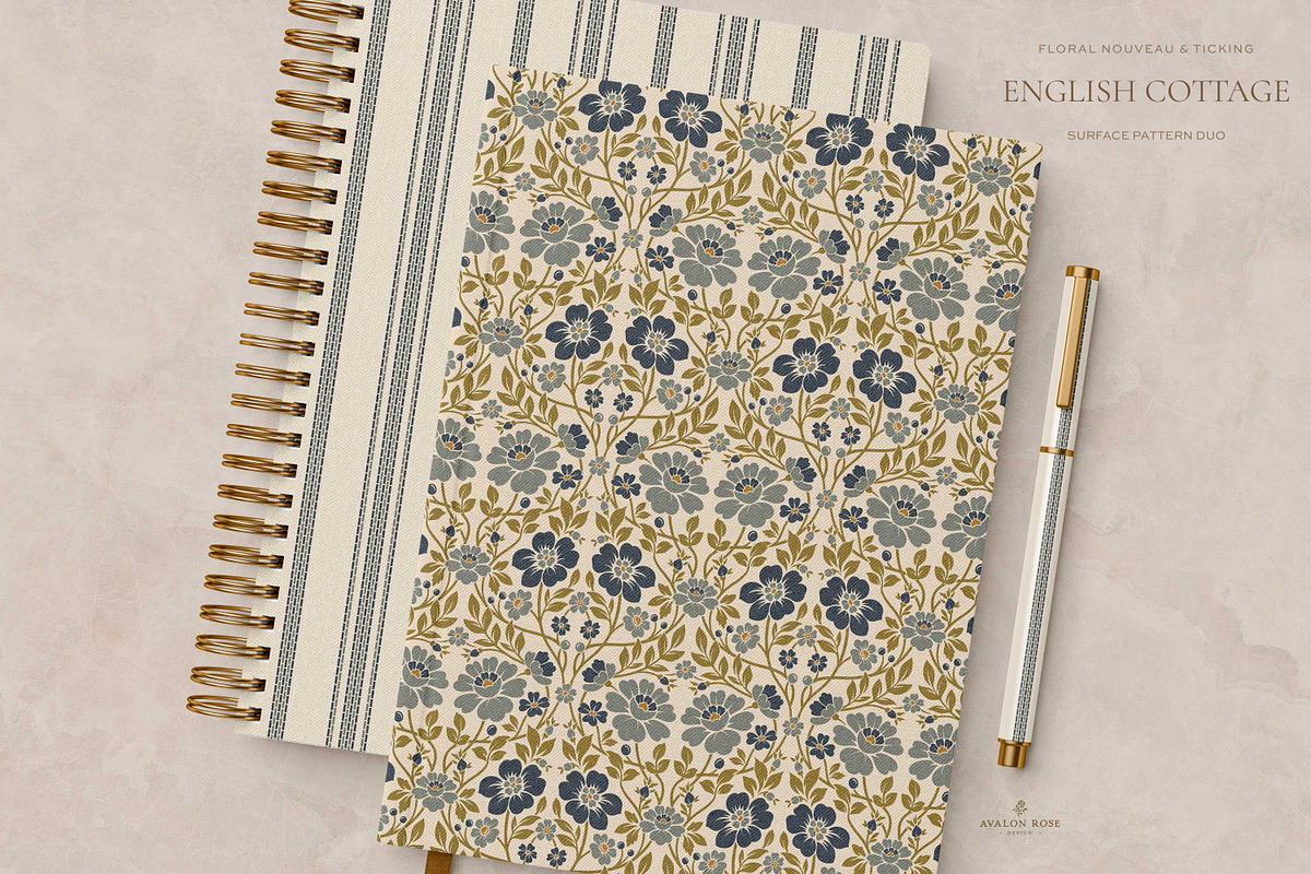 Vintage Blue Cottage Floral Patterns, a Pattern Graphic by Eclectic Anthology (Photo 13 of 16)