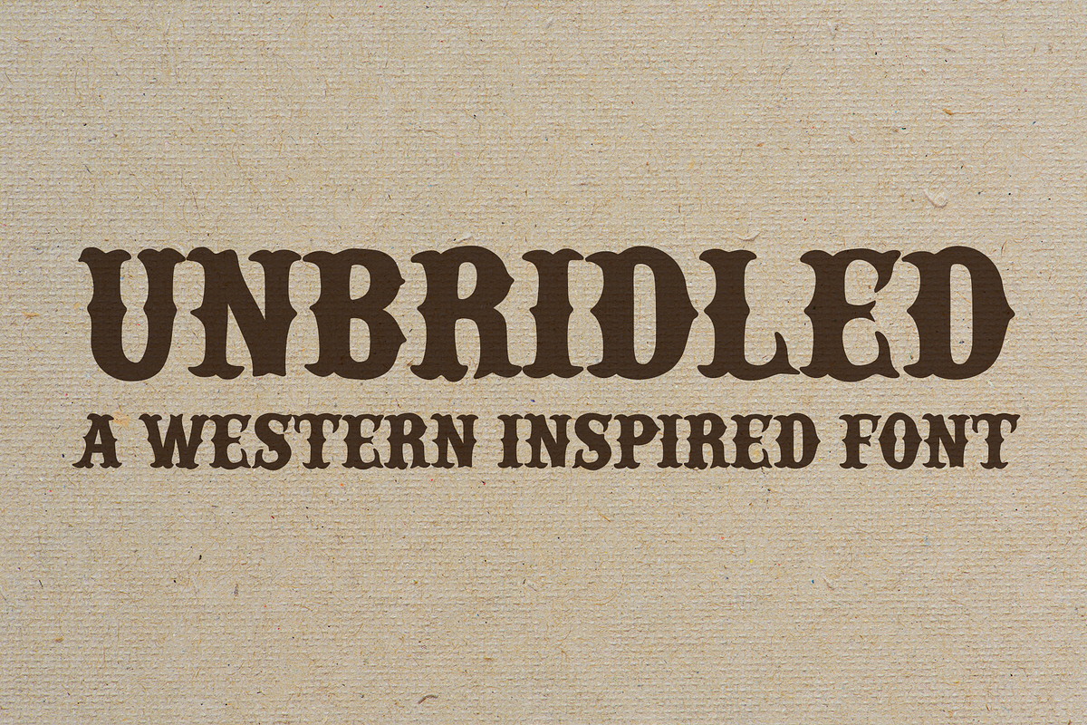 Unbridled - A Western Font, a Serif Font by Shelbeemili (Photo 1 of 3)