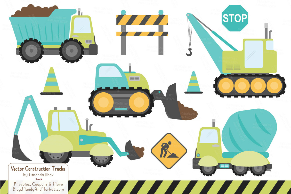 Land & Sea Construction Trucks, an Illustration by Amanda Ilkov (Photo 1 of 2)