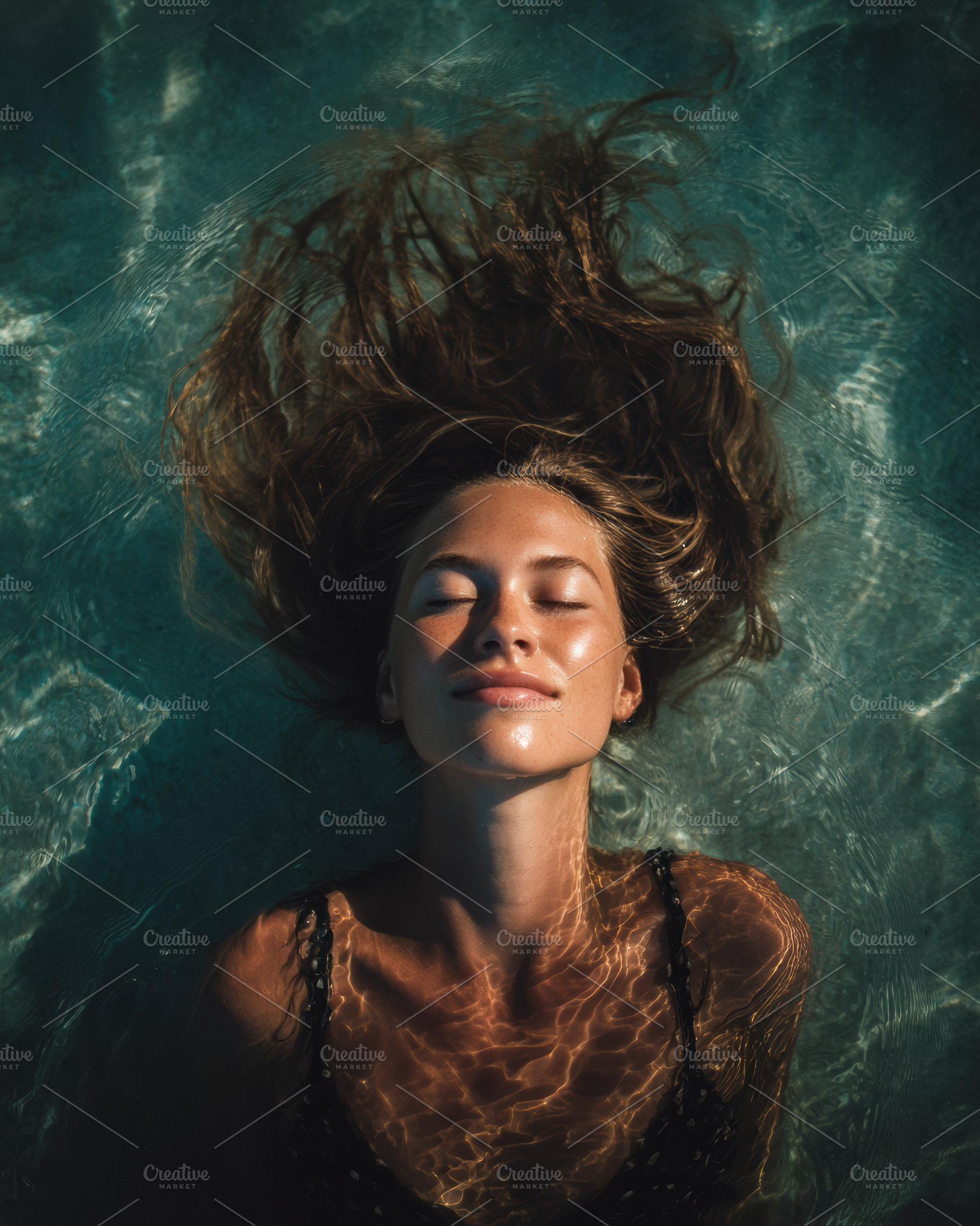 Girl Floating in Shallow Clear Water, a Holiday Photo by Virgo Studio