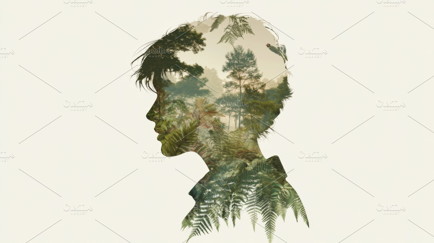 Double exposure of indigenous woman, a Photo by Dvoevnore photos