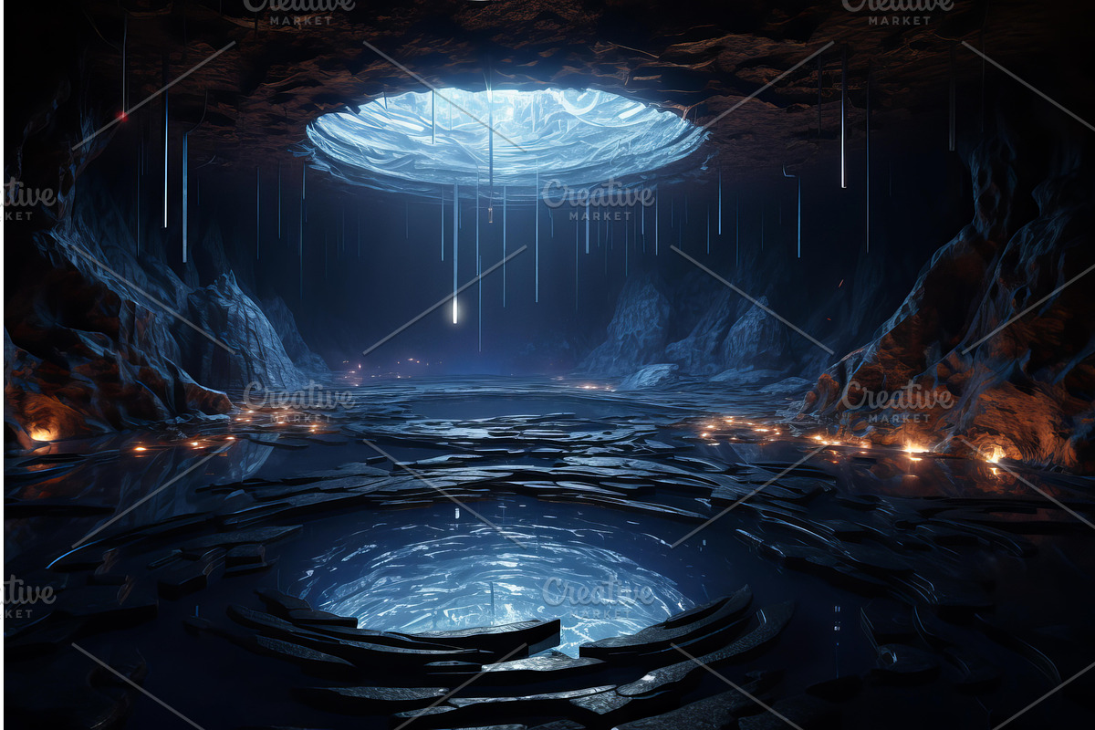Otherworldly Portal cave holographic, an Illustration by Ylivdesign