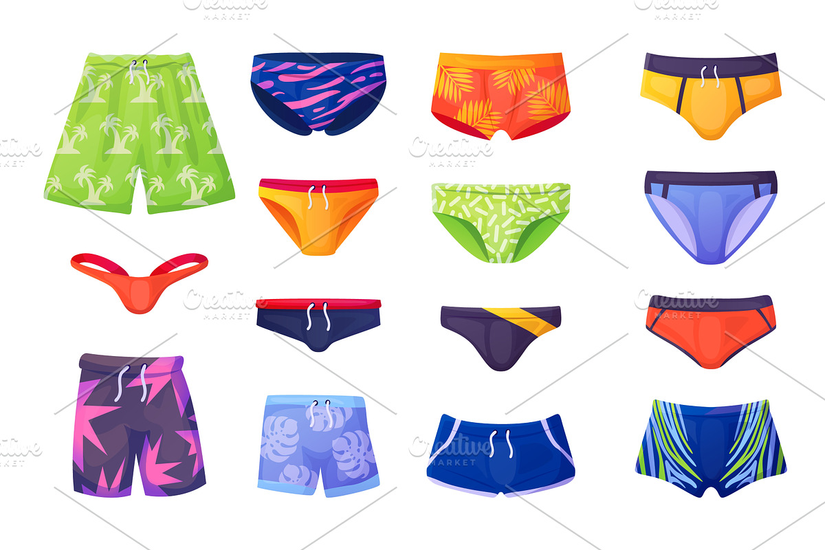 Swimming trunks. Men swimwear, male, an Object Illustration by Stock-Smart-Start