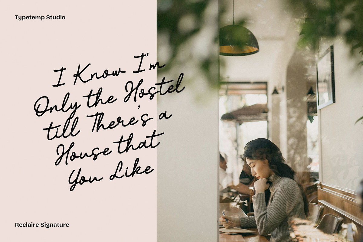 Reclaire - Monoline Signature Font, a Script Font by Typetemp Studio (Photo 2 of 13)
