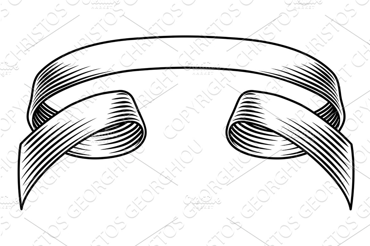 Ribbon Scroll Parchment Banner, an Illustration by Christos Georghiou