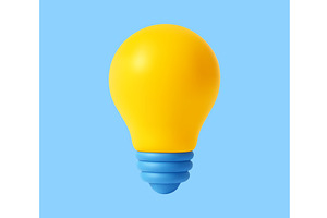 3d light bulb icon,, an Illustration by ModVector