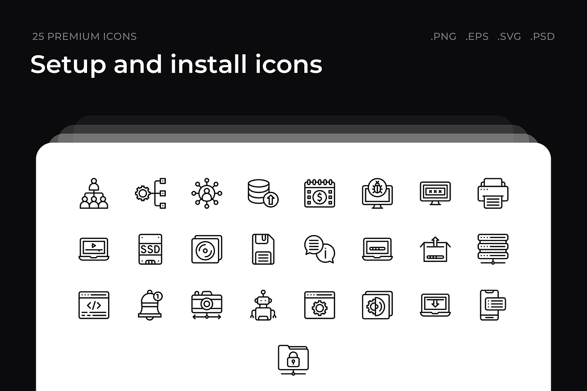 Setup and install icons, an Outline Icon by Guapoo