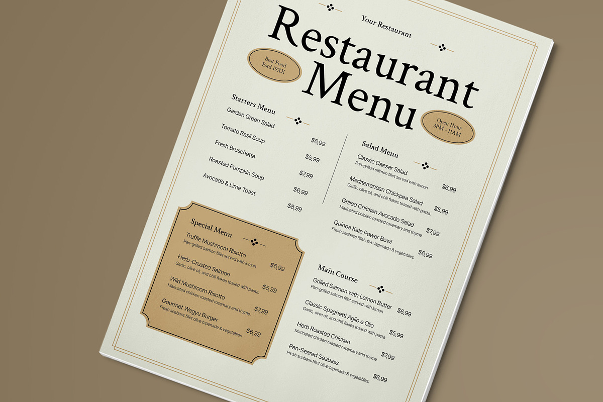 Simple Restaurant Food Menu preview 2