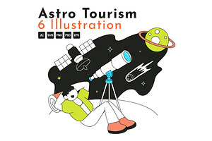6 Astro Tourism Vector Illustration