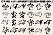 World Map Sea Turtle Bundle, an Illustration by Gaye Art (Thumbnail 1 of 31)