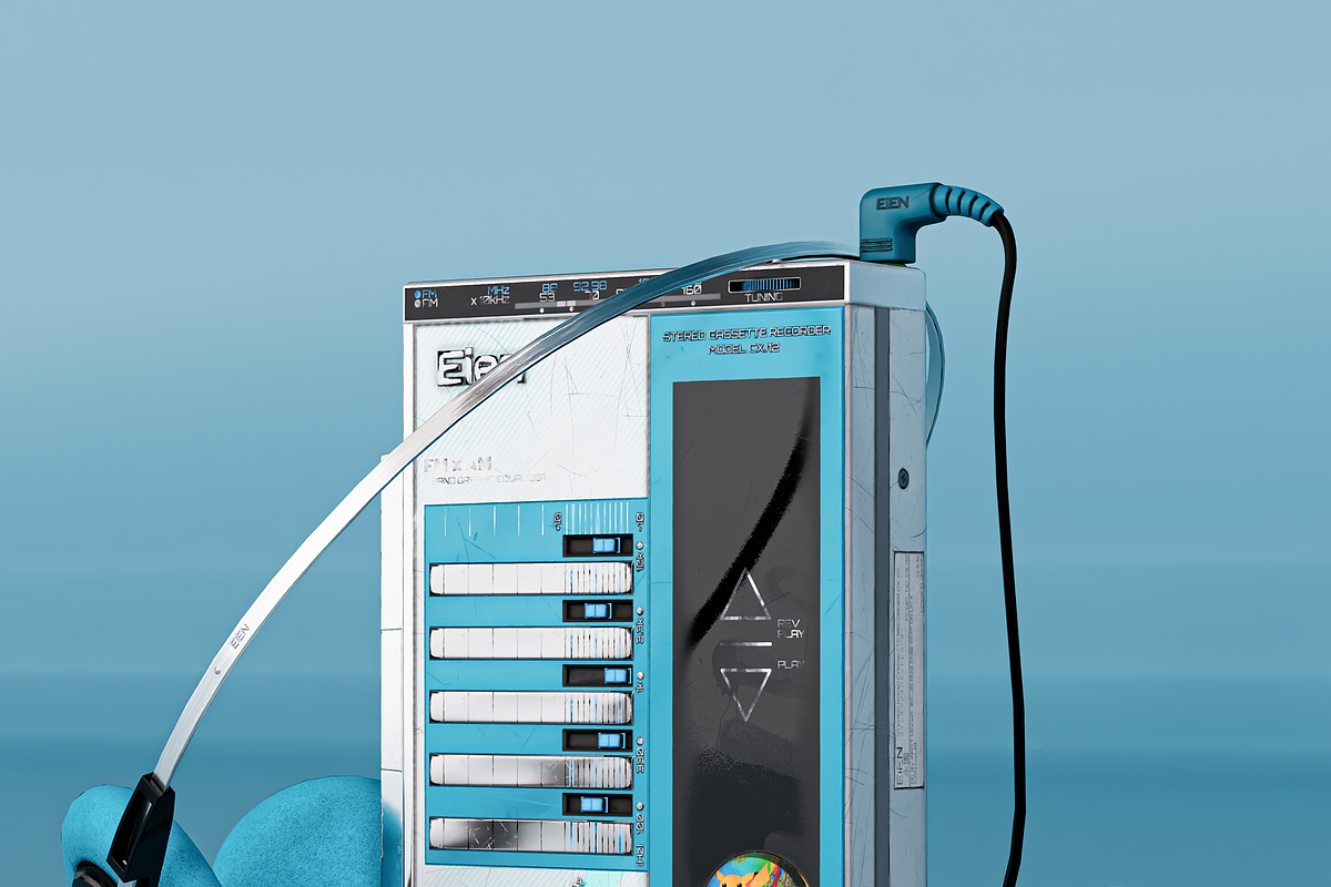 Retro cassette recorder, an Object 3D Model by Snji | 3D Models (Photo 4 of 13)