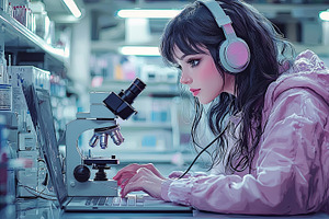 Woman working in a laboratory while focusing on research with tech equipment, an Illustration by AS photostudio