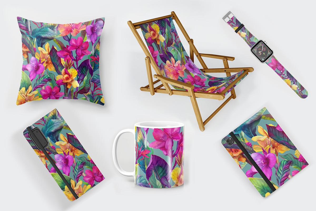 Tropical floral patterns set, a Pattern Graphic by emeraldthue (Photo 13 of 28)