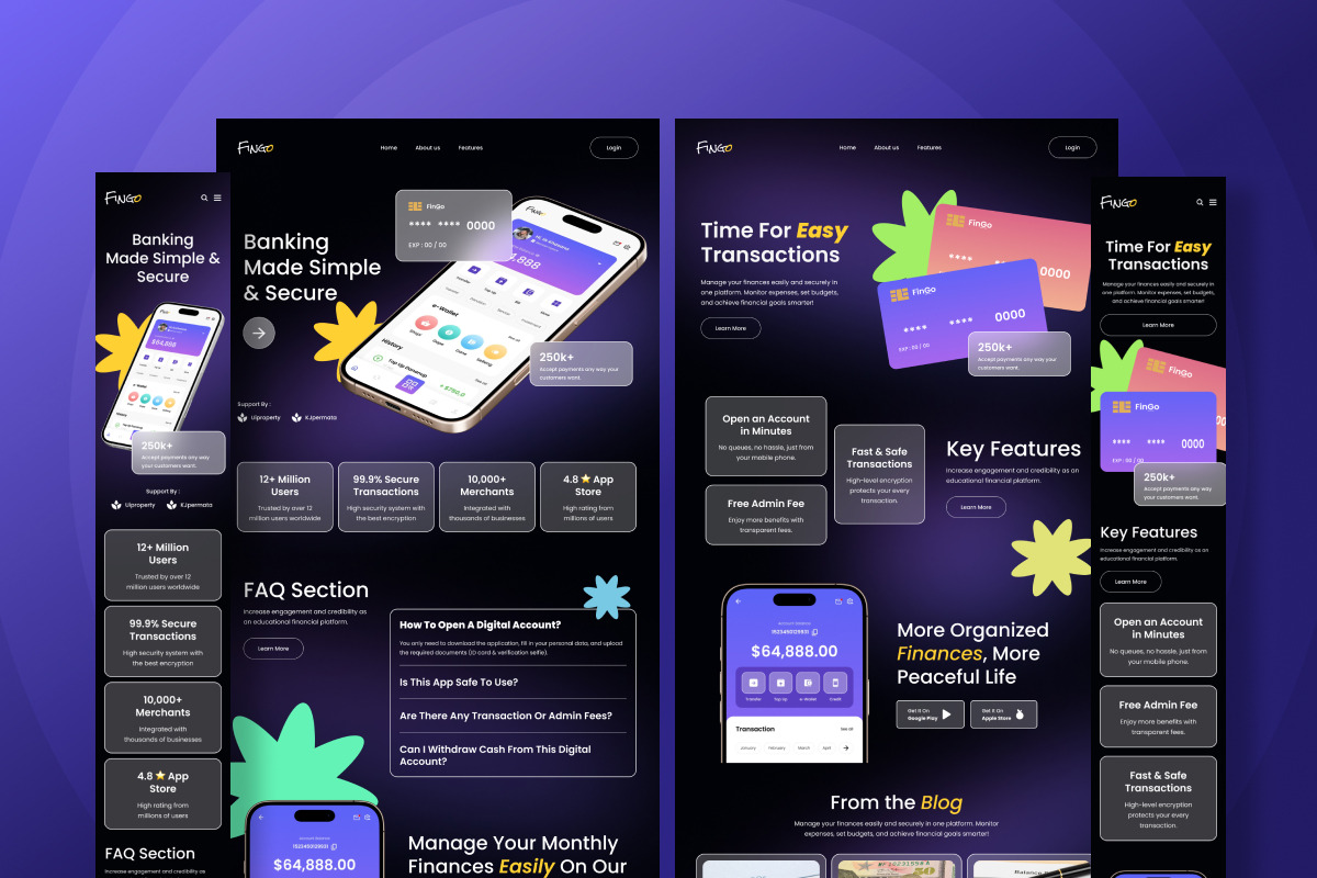 Fingo – Sleek Banking Landing Page, a Landing Page Template by trabaskriya (Photo 4 of 5)