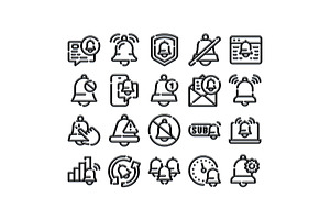 Notification bell icons set for, an Object Graphic by pikepicture