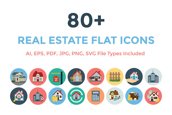 80 Real Estate Flat Icons
