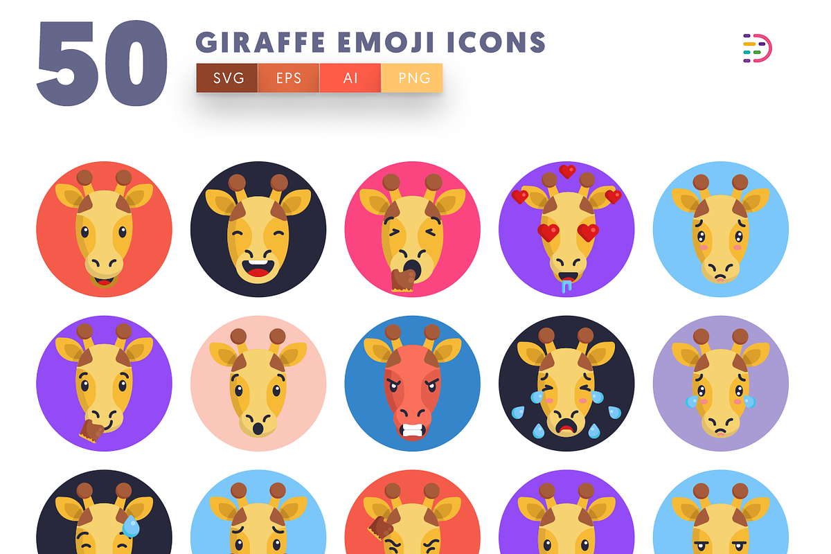 50 Giraffe Emoji Icons, an Emoji Icon by Dighital (Photo 3 of 10)