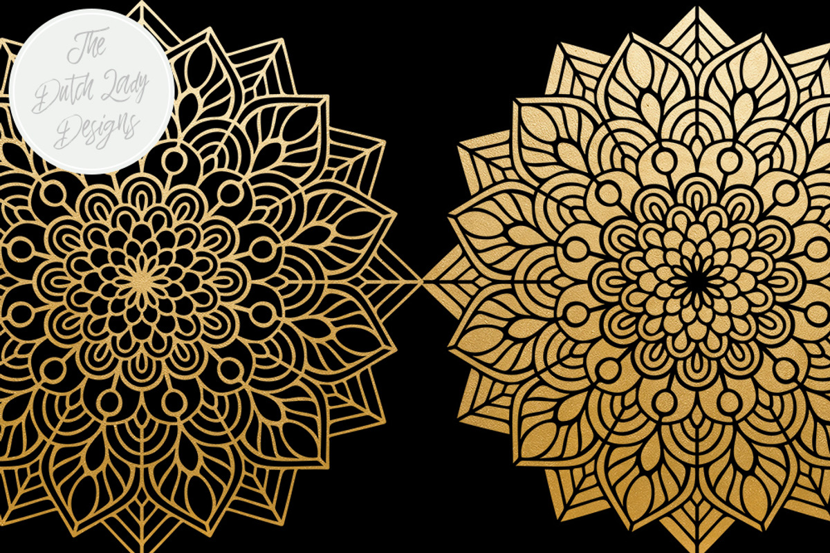 Mandala Clipart Set Rainbow & Gold, an Illustration by The Dutch Lady Designs (Photo 2 of 6)