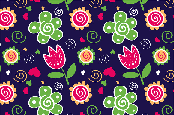 Pattern "Tulips&green flowers"