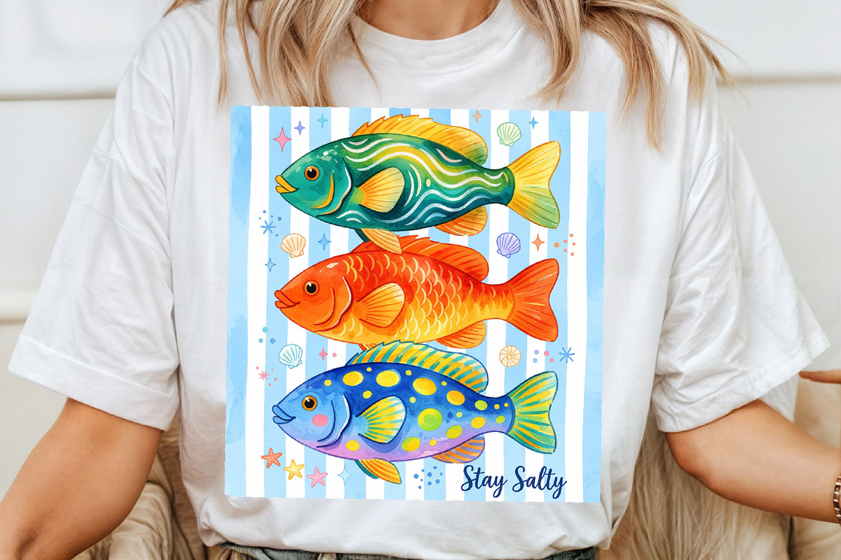 Colorful Fish Stay Salty Summer PNG, a Work Illustration by Sublimation Artist (Photo 4 of 9)