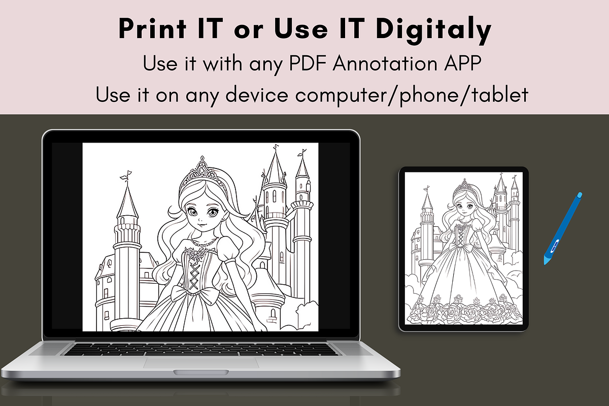 Princess Coloring Pages for Kids, a Brochure Template by LA Design (Photo 10 of 10)
