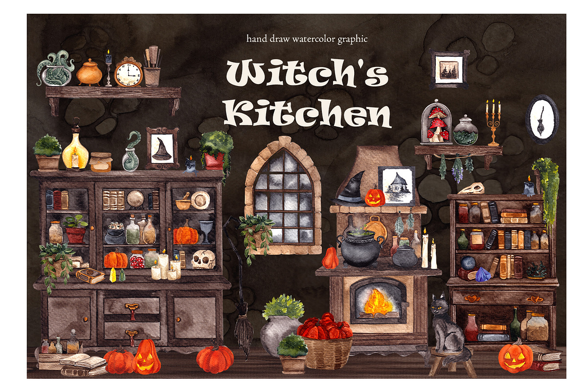 Witch's Kitchen. Hand draw graphic, an Object Illustration by ma_i_vi (Photo 1 of 12)