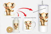 Watercolor Clipart Elephant Wildlife, a Graphic by Artnoy (Thumbnail 4 of 5)