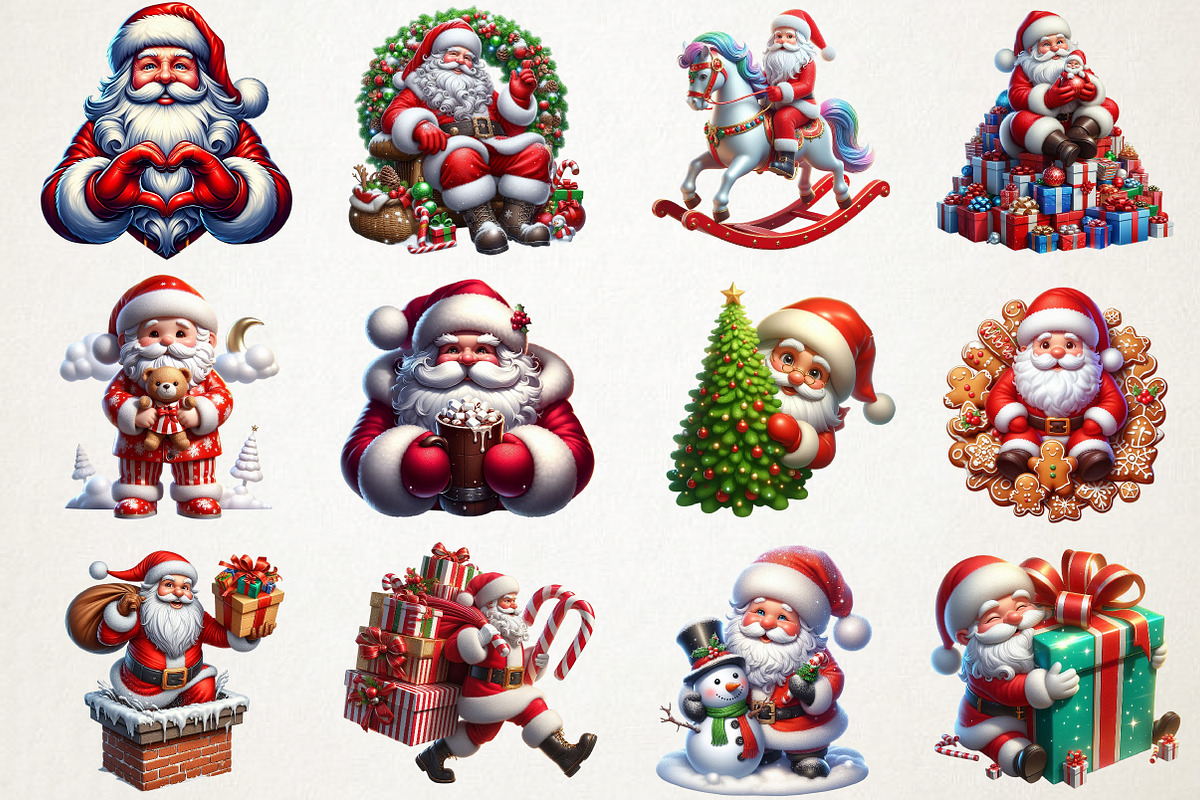 Cute Santa Watercolor Clipart, an Illustration by RobertsArt (Photo 3 of 5)