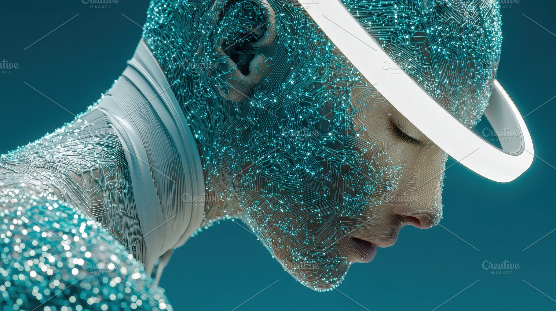 Cyborg Woman Digital Art Futuristic, an Abstract Photo by Pixeness Studio