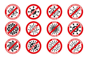 Warning bacteria signs and symbols, a Solid Icon by ExpressShop