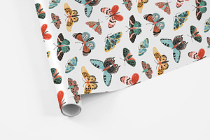 Butterflies Seamless Pattern Set